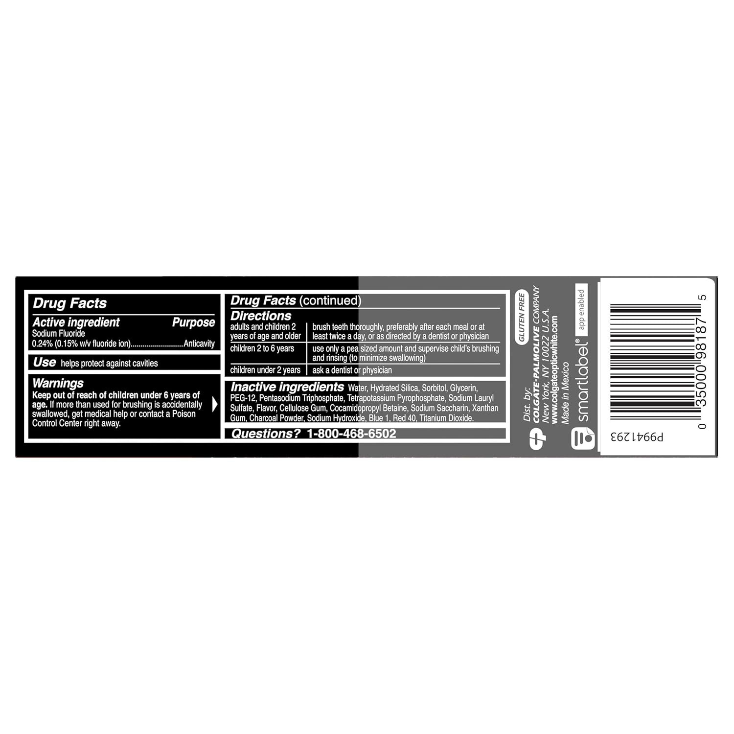 imageColgate Optic White with Charcoal Teeth Whitening Toothpaste Anticavity Toothpaste with Fluoride Cool Mint Flavor 3 Pack 38 OZ033 Ounce Pack of 3