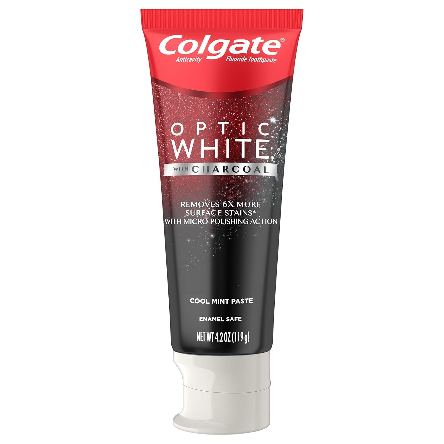 imageColgate Optic White with Charcoal Teeth Whitening Toothpaste Anticavity Toothpaste with Fluoride Cool Mint Flavor 3 Pack 38 OZ033 Ounce Pack of 3