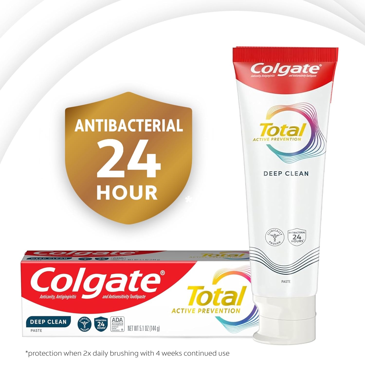 imageColgate Total Active Prevention Deep Clean Toothpaste Anticavity Fluoride Toothpaste Clinically Proven Fluoride Formula Helps Fight Plaque Bacteria Mint 3 Pack 51 oz