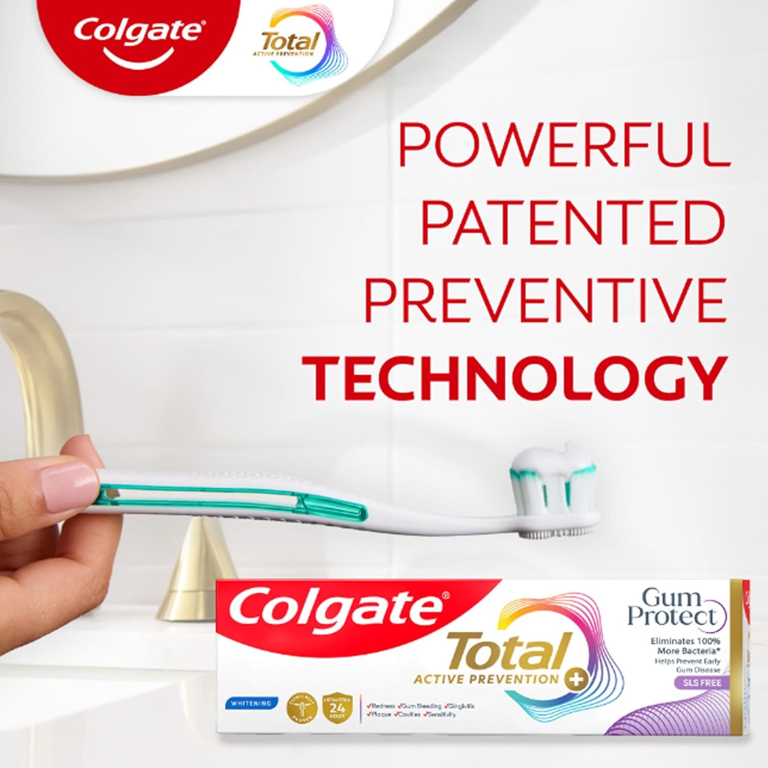 imageColgate Total Active Prevention Gum Protect Whitening Toothpaste 3 Pack SLS Free Gingivitis Toothpaste for Bleeding Gums Redness Inflammation Irritation and Sensitivity 30 oz3 Ounce Pack of 1