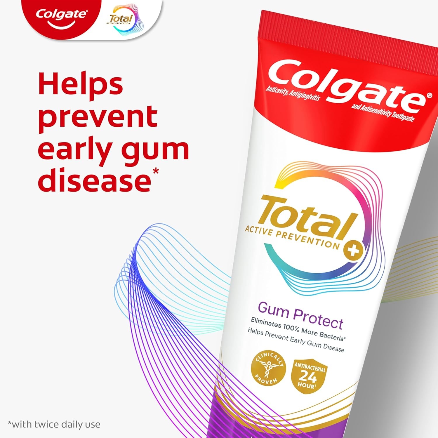 imageColgate Total Active Prevention Gum Protect Whitening Toothpaste 3 Pack SLS Free Gingivitis Toothpaste for Bleeding Gums Redness Inflammation Irritation and Sensitivity 30 oz3 Ounce Pack of 3