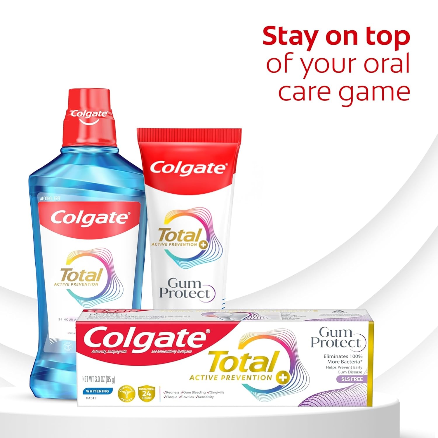 imageColgate Total Active Prevention Gum Protect Whitening Toothpaste 3 Pack SLS Free Gingivitis Toothpaste for Bleeding Gums Redness Inflammation Irritation and Sensitivity 30 oz3 Ounce Pack of 1