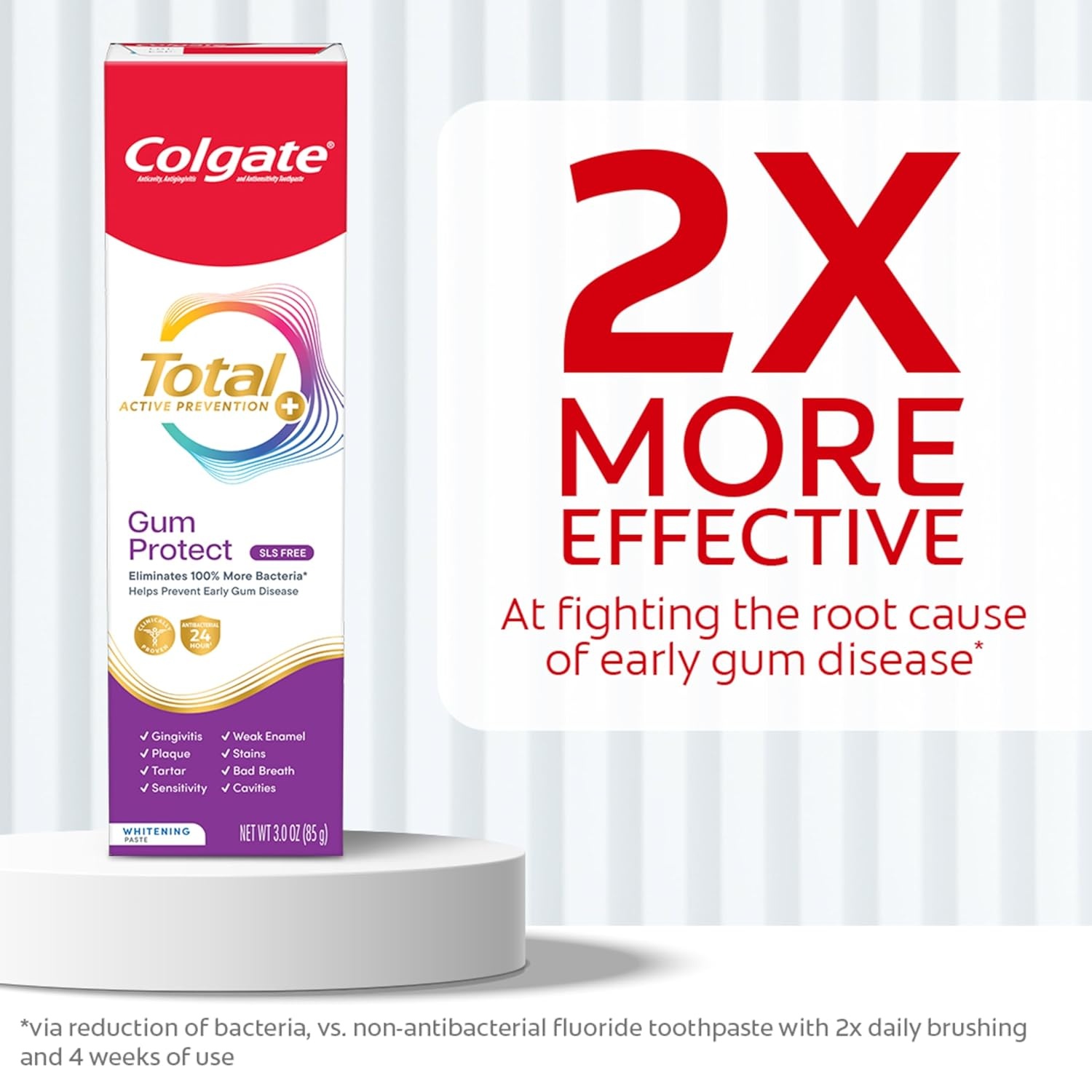 imageColgate Total Active Prevention Gum Protect Whitening Toothpaste 3 Pack SLS Free Gingivitis Toothpaste for Bleeding Gums Redness Inflammation Irritation and Sensitivity 30 oz3 Ounce Pack of 3