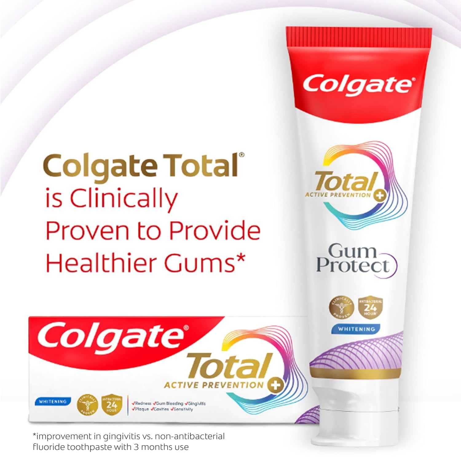 imageColgate Total Active Prevention Gum Protect Whitening Toothpaste 3 Pack SLS Free Gingivitis Toothpaste for Bleeding Gums Redness Inflammation Irritation and Sensitivity 30 oz3 Ounce Pack of 1