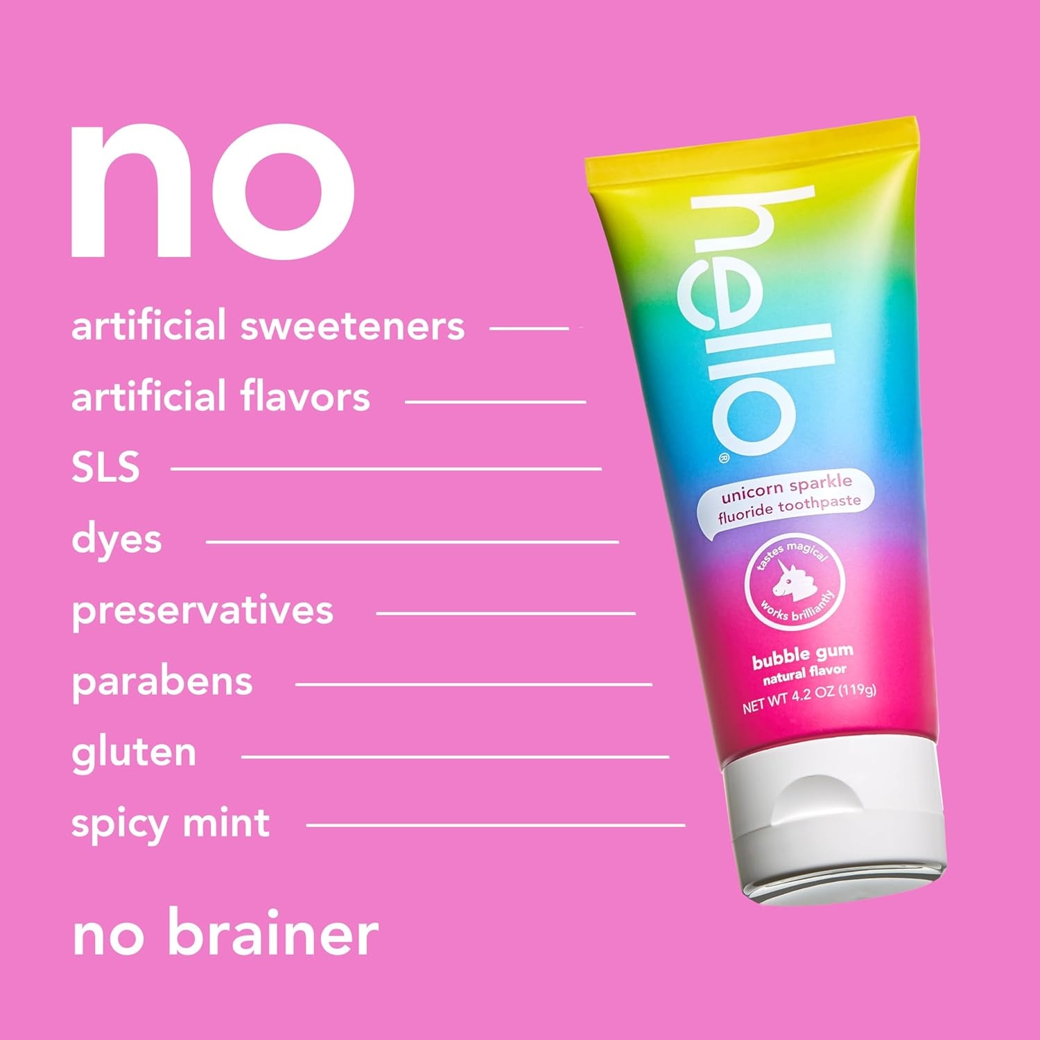 imageHello Kids Fluoride Toothpaste Variety Pack Includes a Strawberry Toothpaste Unicorn Bubble Gum Toothpaste and Blue Raspberry Toothpaste Safe for Ages 2 and Up 3 Pack 42 Oz EachBubblegum