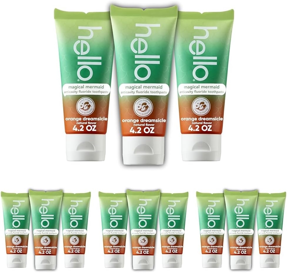 imageHello Kids Fluoride Toothpaste Variety Pack Includes a Strawberry Toothpaste Unicorn Bubble Gum Toothpaste and Blue Raspberry Toothpaste Safe for Ages 2 and Up 3 Pack 42 Oz EachOrange Dreamsicle