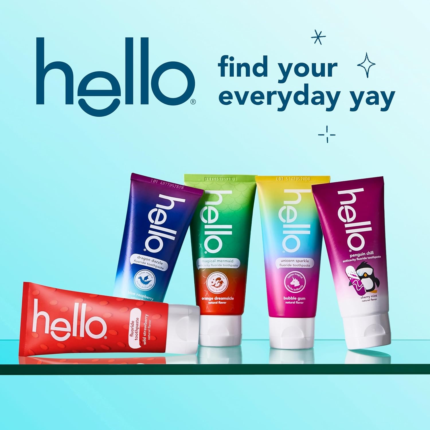 imageHello Kids Fluoride Toothpaste Variety Pack Includes a Strawberry Toothpaste Unicorn Bubble Gum Toothpaste and Blue Raspberry Toothpaste Safe for Ages 2 and Up 3 Pack 42 Oz EachCherry Mint