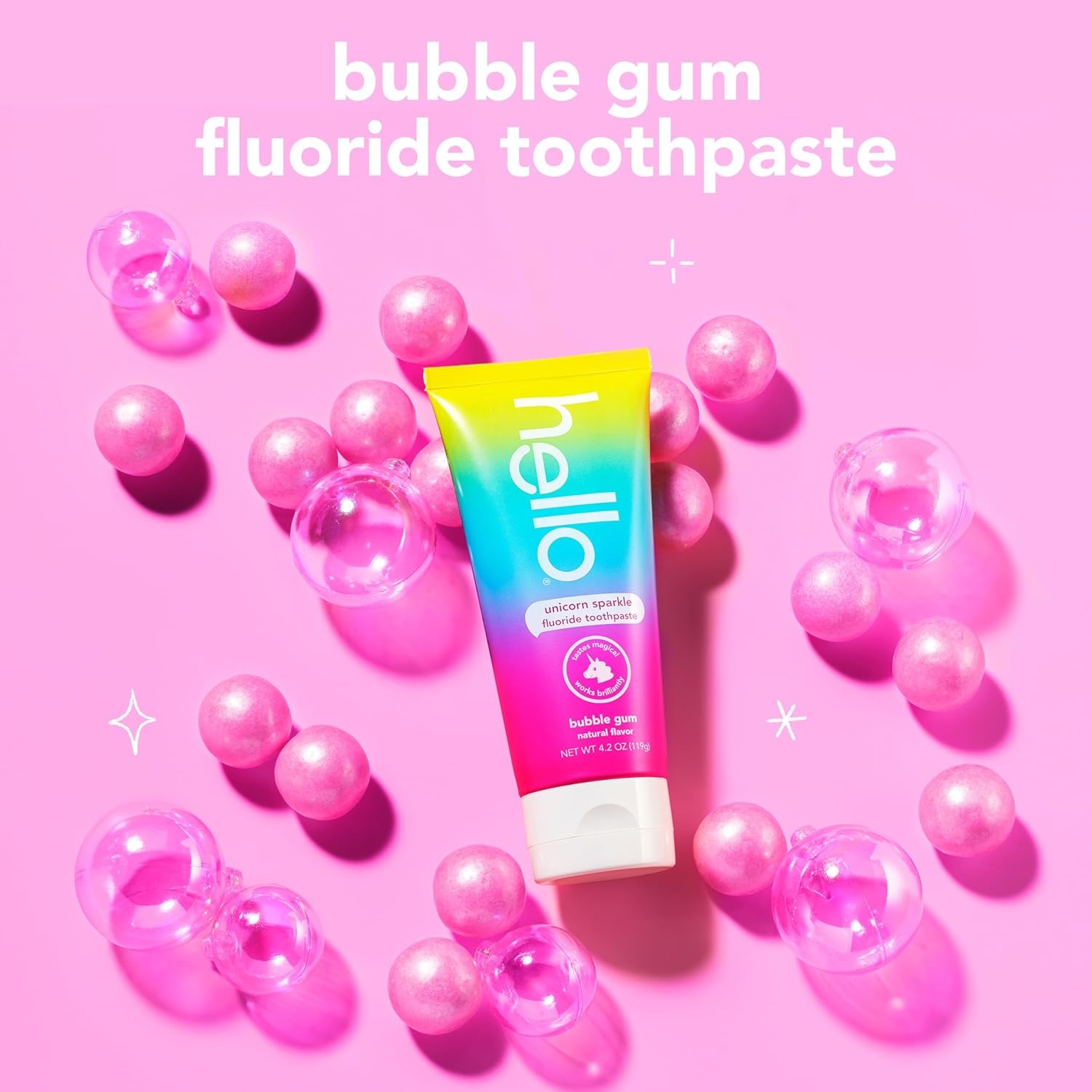 imageHello Kids Fluoride Toothpaste Variety Pack Includes a Strawberry Toothpaste Unicorn Bubble Gum Toothpaste and Blue Raspberry Toothpaste Safe for Ages 2 and Up 3 Pack 42 Oz EachBubble Gum Bundle