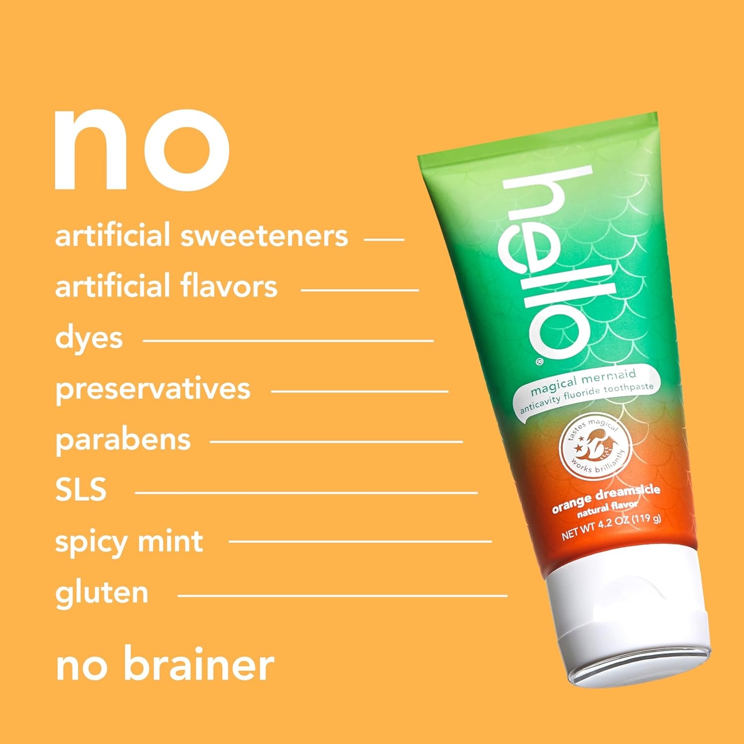 imageHello Kids Fluoride Toothpaste Variety Pack Includes a Strawberry Toothpaste Unicorn Bubble Gum Toothpaste and Blue Raspberry Toothpaste Safe for Ages 2 and Up 3 Pack 42 Oz EachOrange Dreamsicle