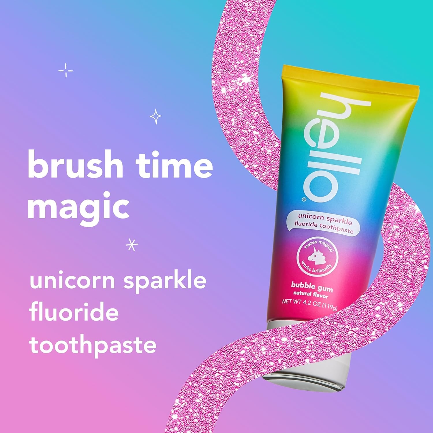 imageHello Kids Fluoride Toothpaste Variety Pack Includes a Strawberry Toothpaste Unicorn Bubble Gum Toothpaste and Blue Raspberry Toothpaste Safe for Ages 2 and Up 3 Pack 42 Oz EachBubblegum
