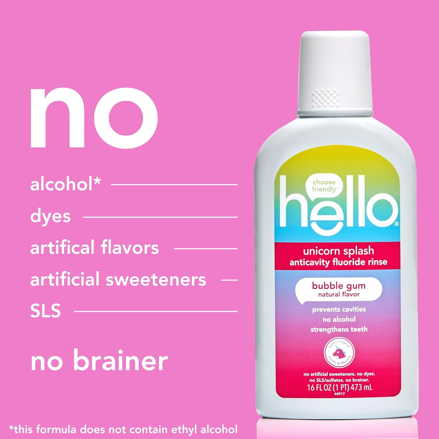 imageHello Kids Mouthwash with Unicorn Bubble Gum Flavor Alcohol Free Mouthwash for Kids with Fluoride Safe for Ages 6 and Up Anticavity Vegan No Alcohol No Dyes 16 Oz Bottles Pack of 3Bubblegum