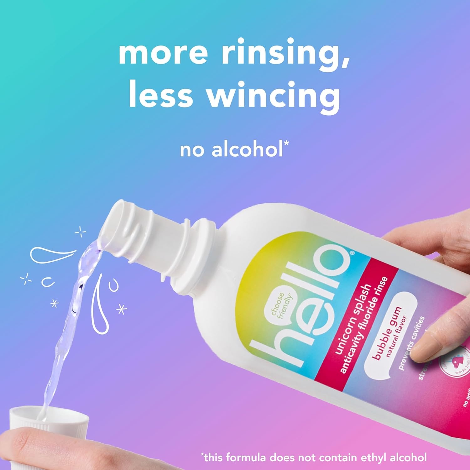 imageHello Kids Mouthwash with Unicorn Bubble Gum Flavor Alcohol Free Mouthwash for Kids with Fluoride Safe for Ages 6 and Up Anticavity Vegan No Alcohol No Dyes 16 Oz Bottles Pack of 3Bubblegum