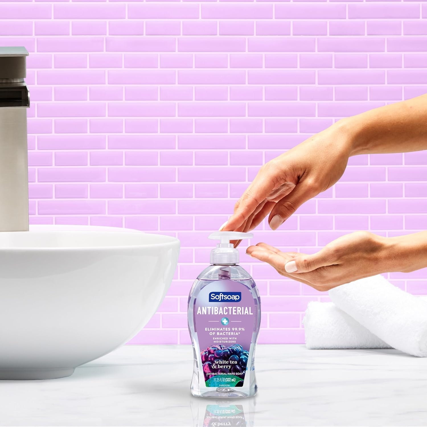 imageSoftsoap Clean amp Protect Antibacterial Liquid Hand Soap Cool Splash Hand Soap 1125 Ounce 6 PackWhite Tea Berry