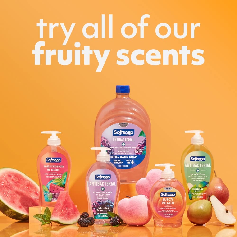 imageSoftsoap Clean amp Protect Antibacterial Liquid Hand Soap Cool Splash Hand Soap 1125 Ounce 6 PackWhite Tea Berry