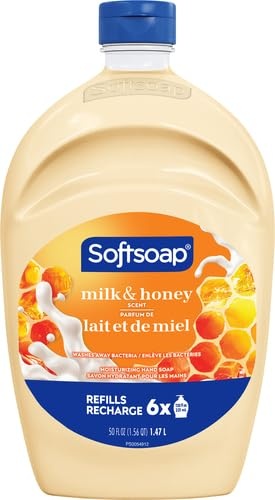 imageSoftsoap Juicy Peach Liquid Hand Soap Kitchen and Bathroom Hand Soap Rich Fruity Scent 50 fl oz Refill BottleMilk Honey
