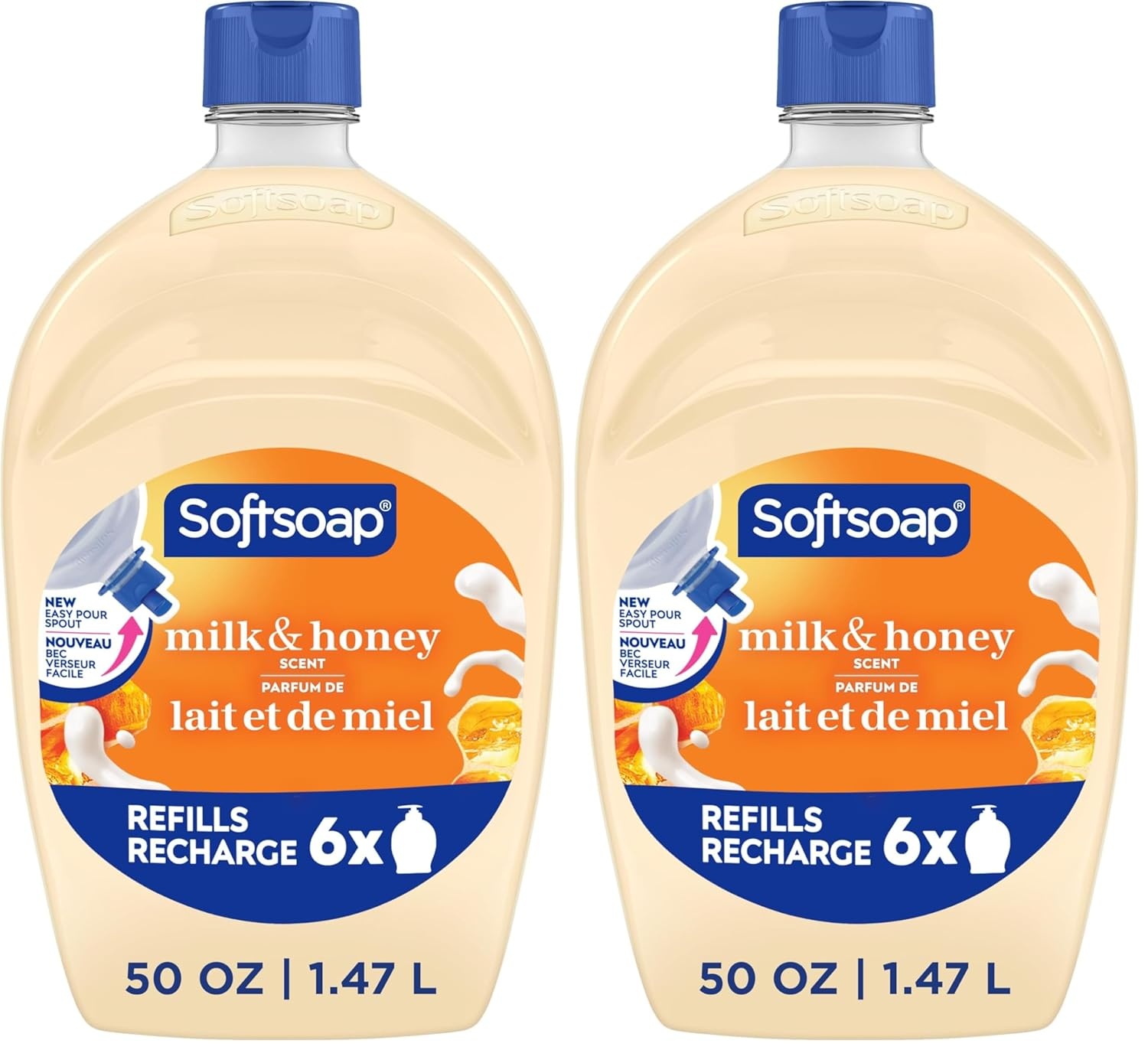 imageSoftsoap Juicy Peach Liquid Hand Soap Kitchen and Bathroom Hand Soap Rich Fruity Scent 50 fl oz Refill BottleMilk Honey