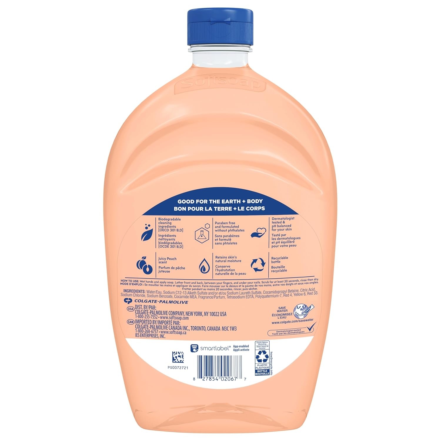imageSoftsoap Juicy Peach Liquid Hand Soap Kitchen and Bathroom Hand Soap Rich Fruity Scent 50 fl oz Refill BottlePeach