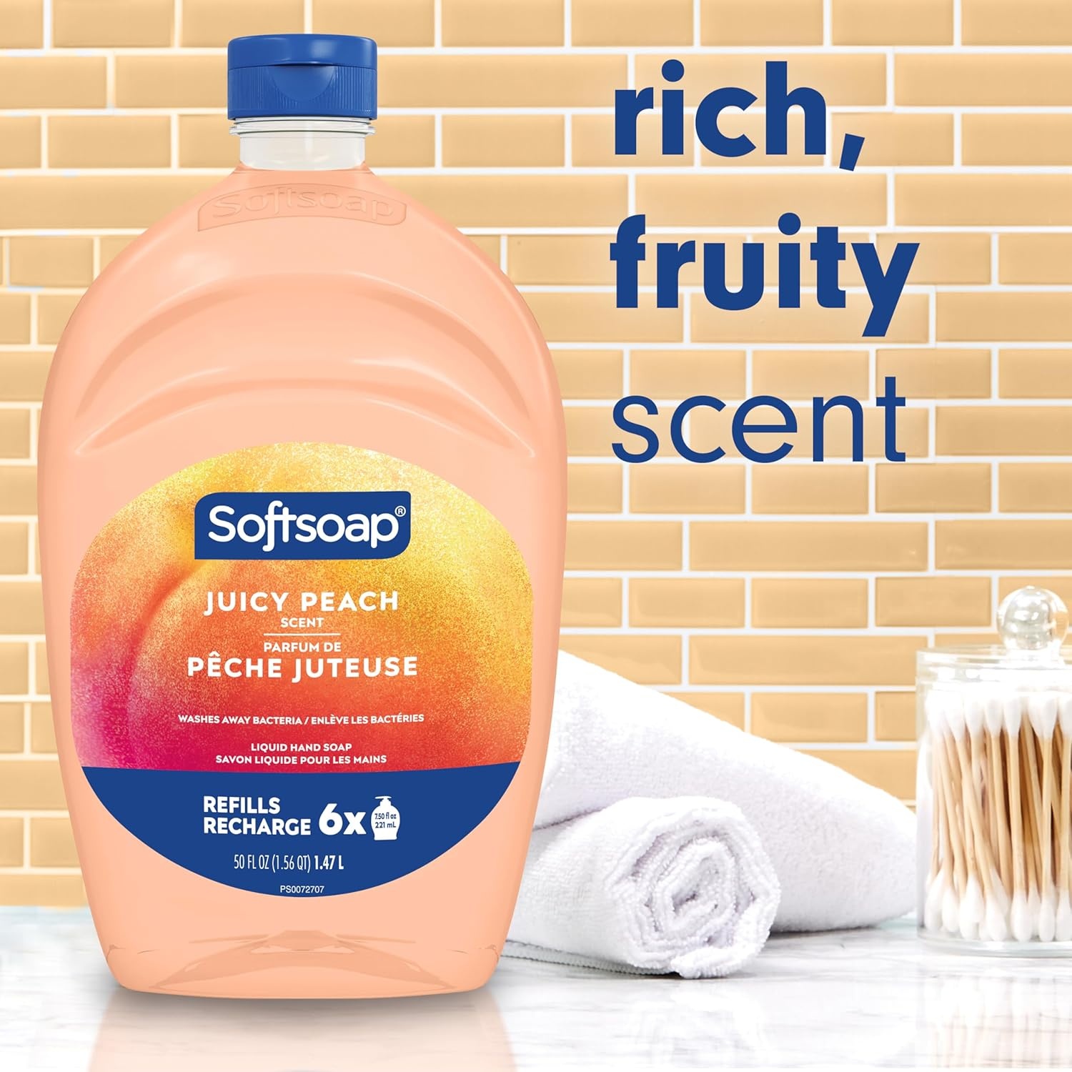 imageSoftsoap Juicy Peach Liquid Hand Soap Kitchen and Bathroom Hand Soap Rich Fruity Scent 50 fl oz Refill BottlePeach