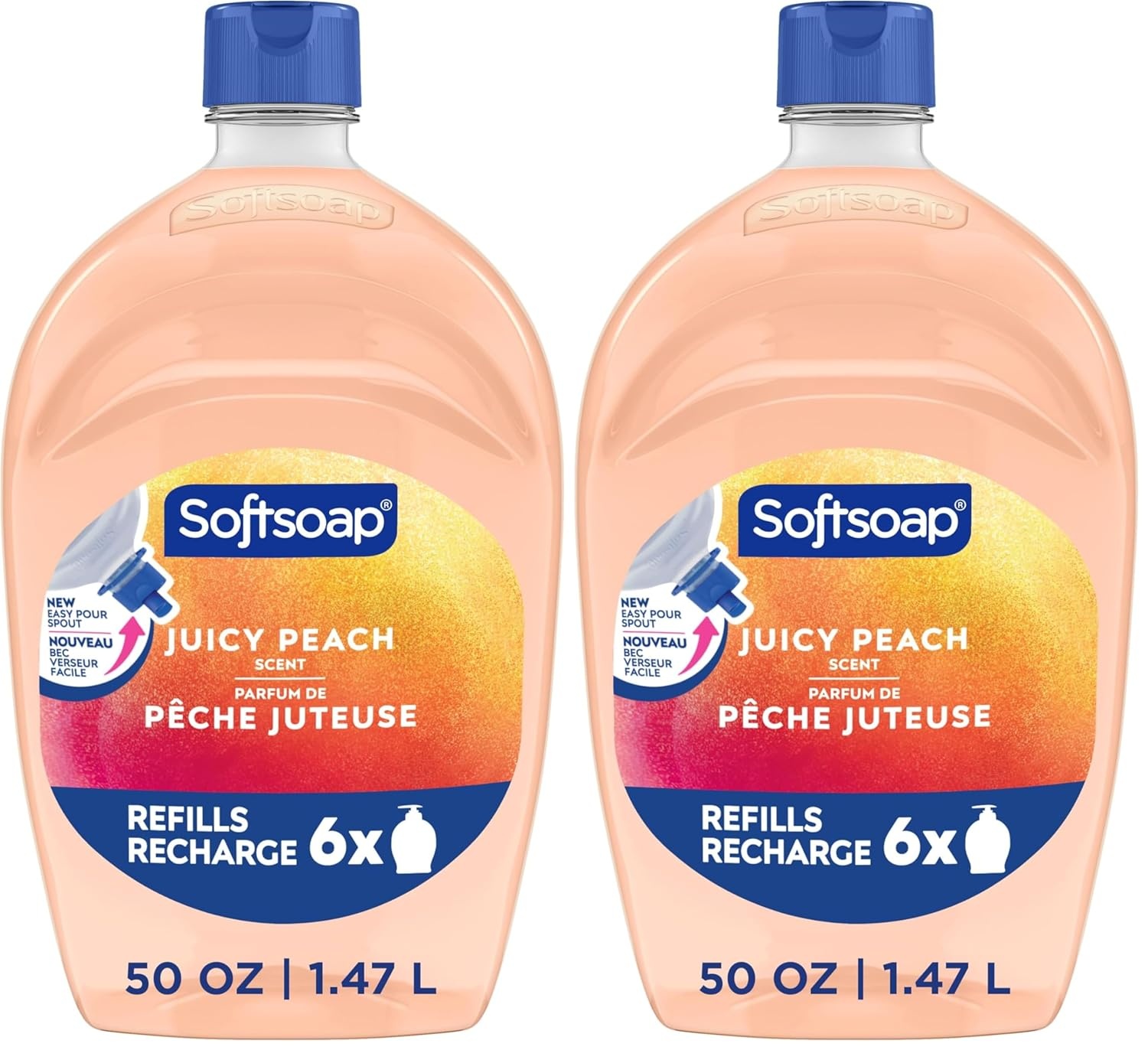 imageSoftsoap Juicy Peach Liquid Hand Soap Kitchen and Bathroom Hand Soap Rich Fruity Scent 50 fl oz Refill BottlePeach