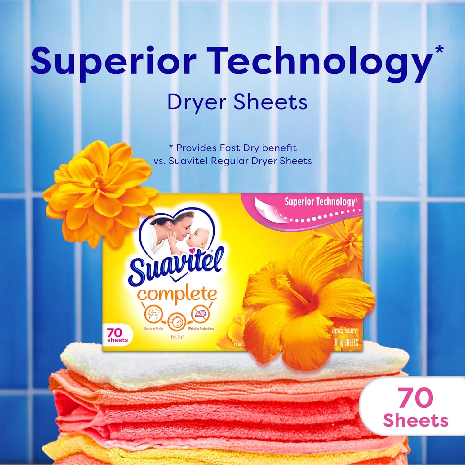 imageSuavitel Fast Dry Fabric Conditioner Sheets Magical Morning Sun 70 Count