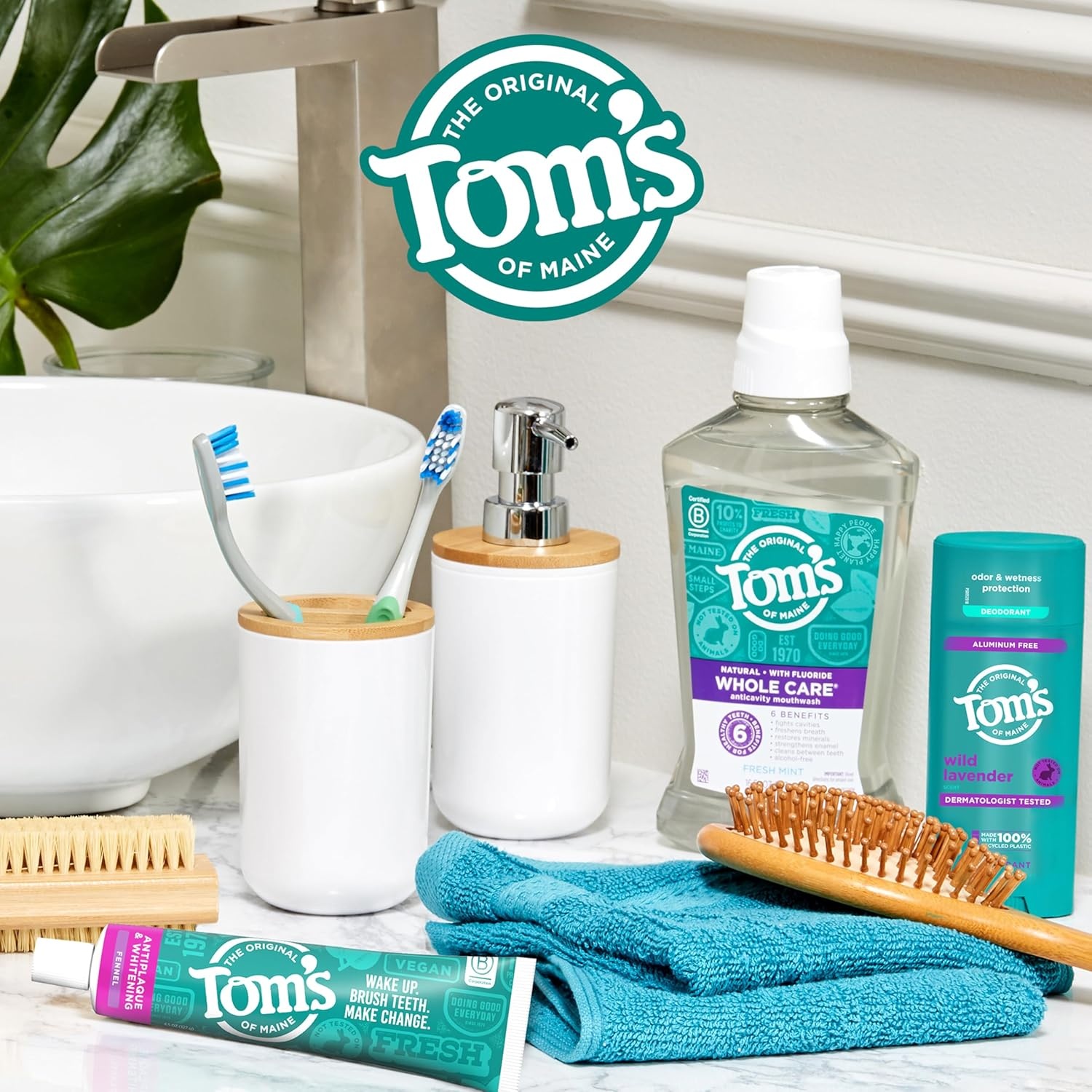 imageToms of Maine FluorideFree Antiplaque amp Whitening Natural Toothpaste Peppermint 55 oz Pack of 2Fennel