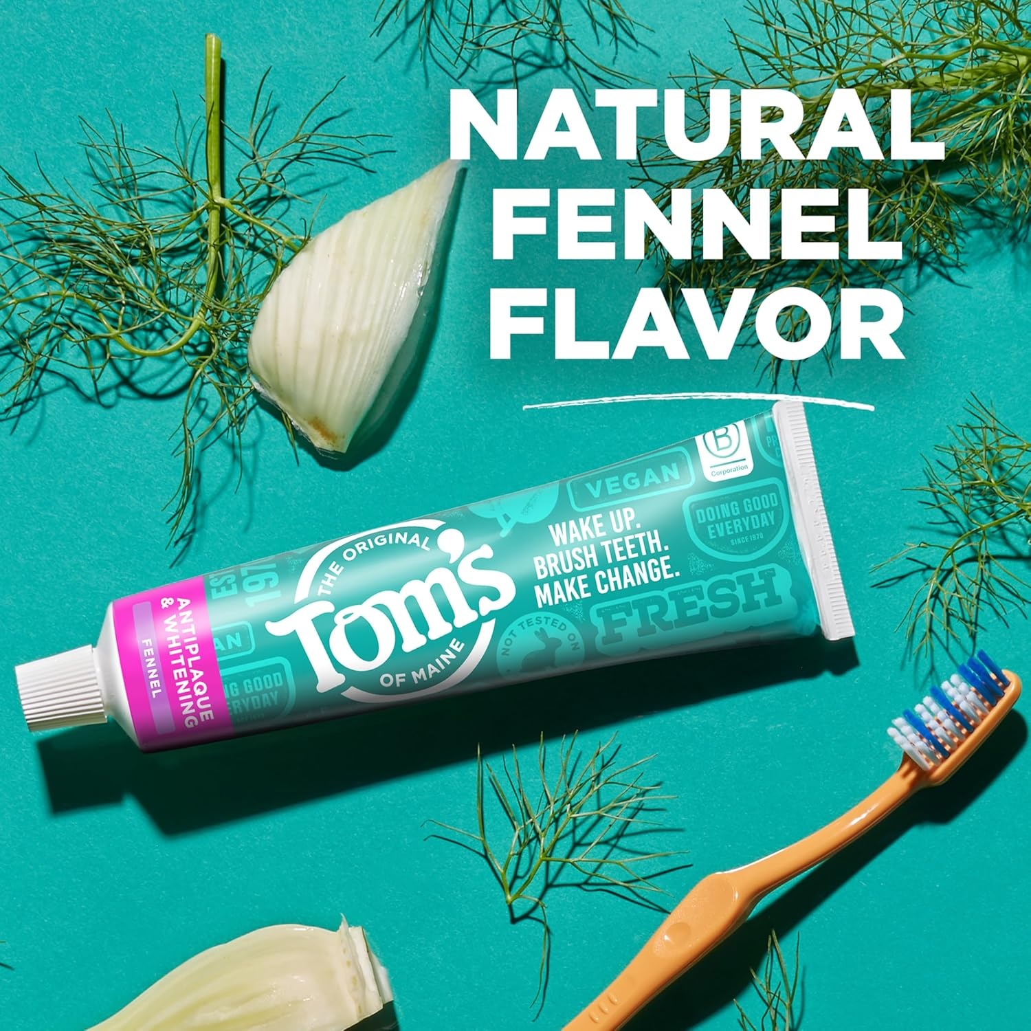 imageToms of Maine FluorideFree Antiplaque amp Whitening Natural Toothpaste Peppermint 55 oz Pack of 2Fennel