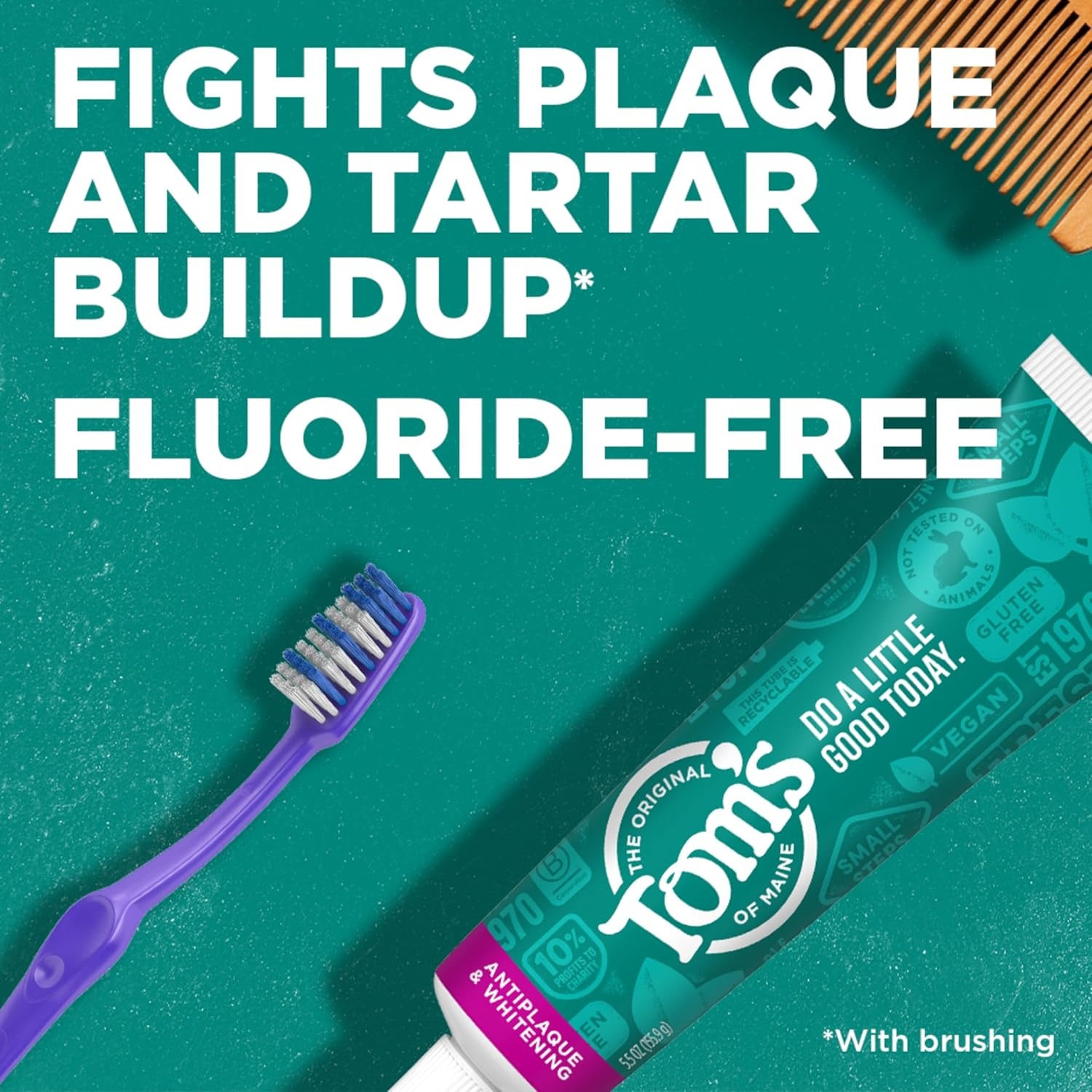 imageToms of Maine FluorideFree Antiplaque amp Whitening Natural Toothpaste Peppermint 55 oz Pack of 2Peppermint