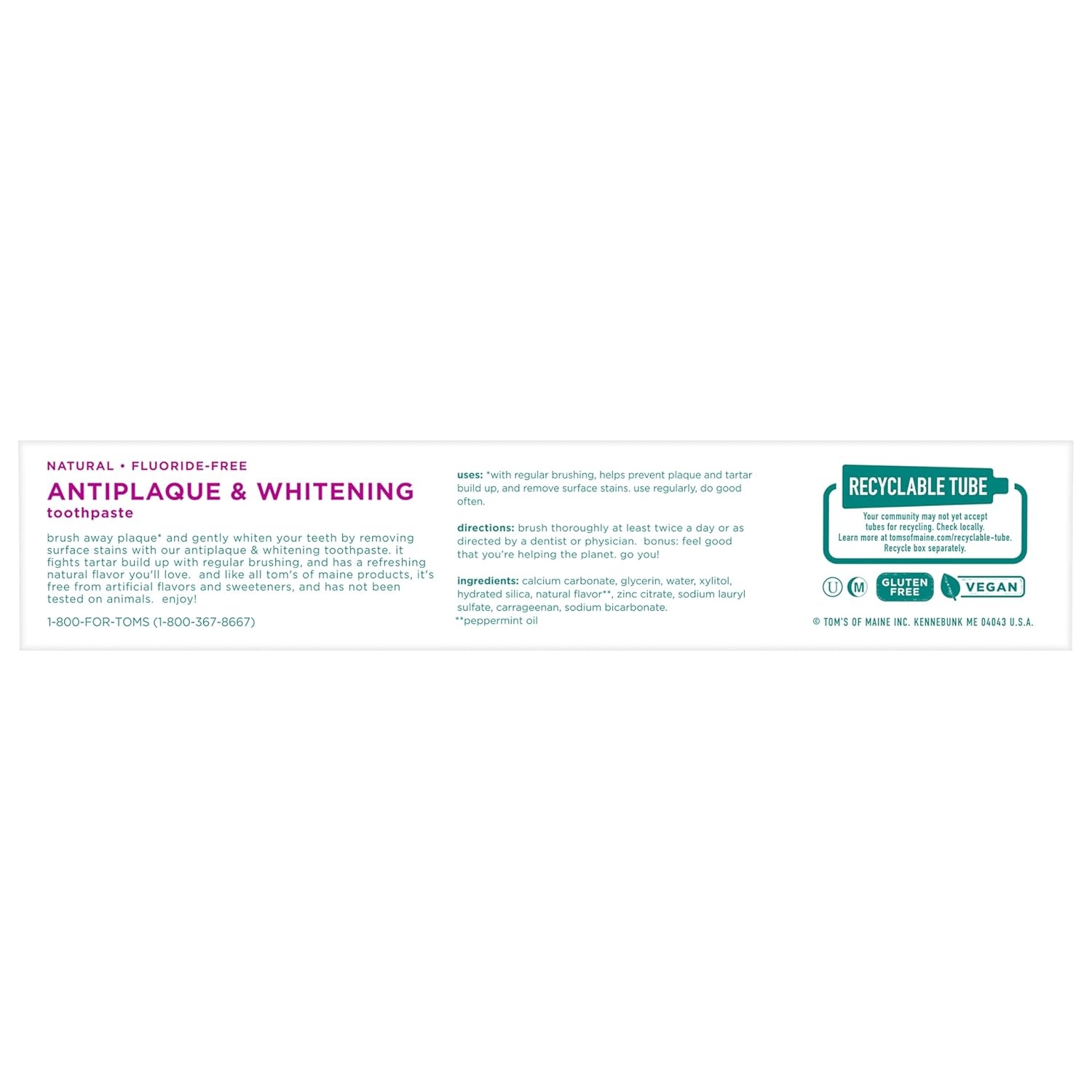 imageToms of Maine FluorideFree Antiplaque amp Whitening Natural Toothpaste Peppermint 55 oz Pack of 2Peppermint
