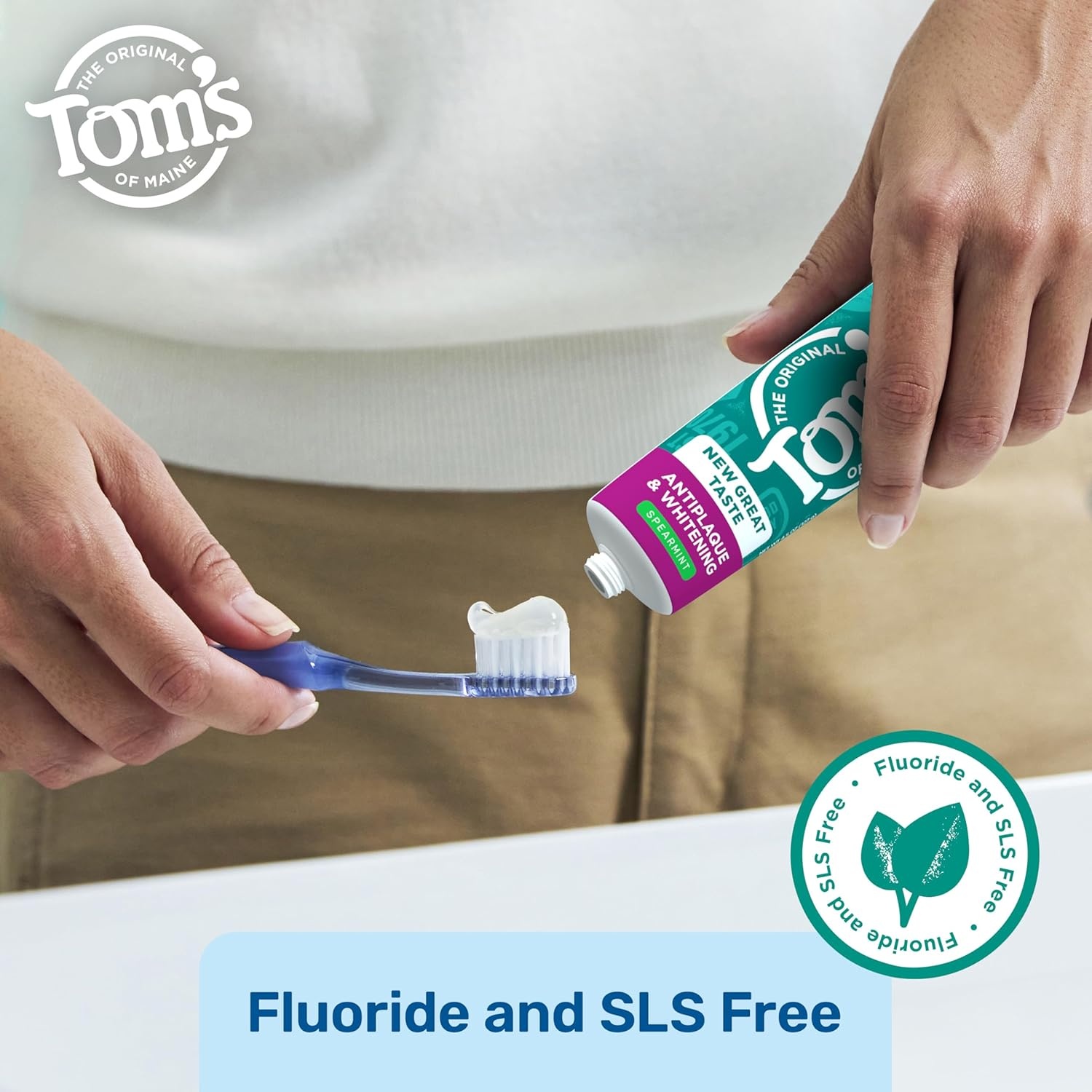 imageToms of Maine FluorideFree Antiplaque amp Whitening Natural Toothpaste Peppermint 55 oz Pack of 2Spearmint