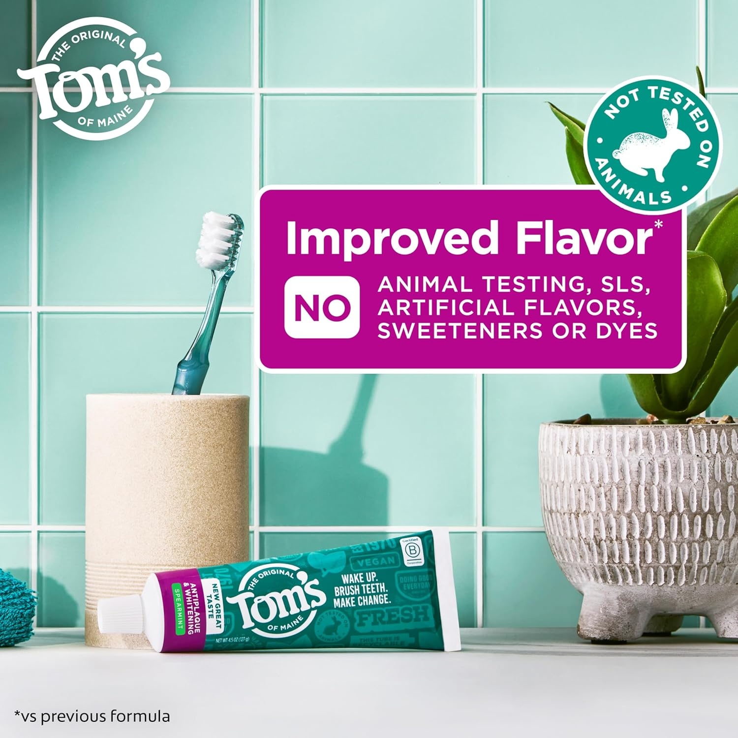imageToms of Maine FluorideFree Antiplaque amp Whitening Natural Toothpaste Peppermint 55 oz Pack of 2Spearmint