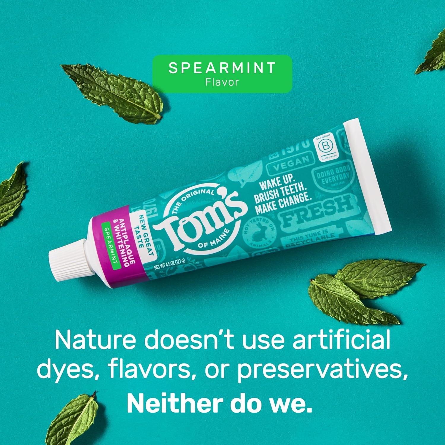 imageToms of Maine FluorideFree Antiplaque amp Whitening Natural Toothpaste Peppermint 55 oz Pack of 2Spearmint