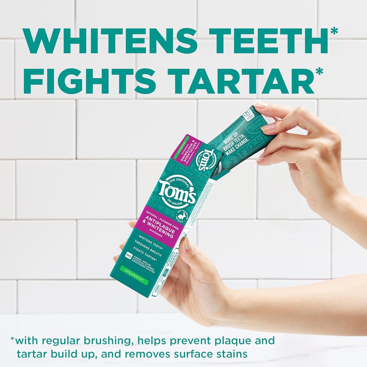 imageToms of Maine FluorideFree Antiplaque amp Whitening Natural Toothpaste Peppermint 55 oz Pack of 2Spearmint