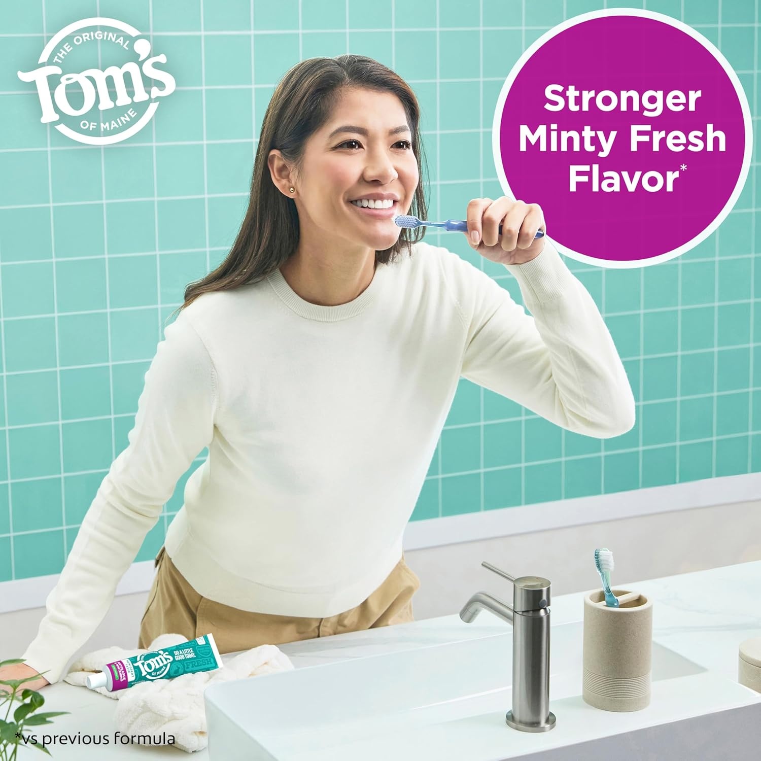 imageToms of Maine FluorideFree Antiplaque amp Whitening Natural Toothpaste Peppermint 55 oz Pack of 2Spearmint