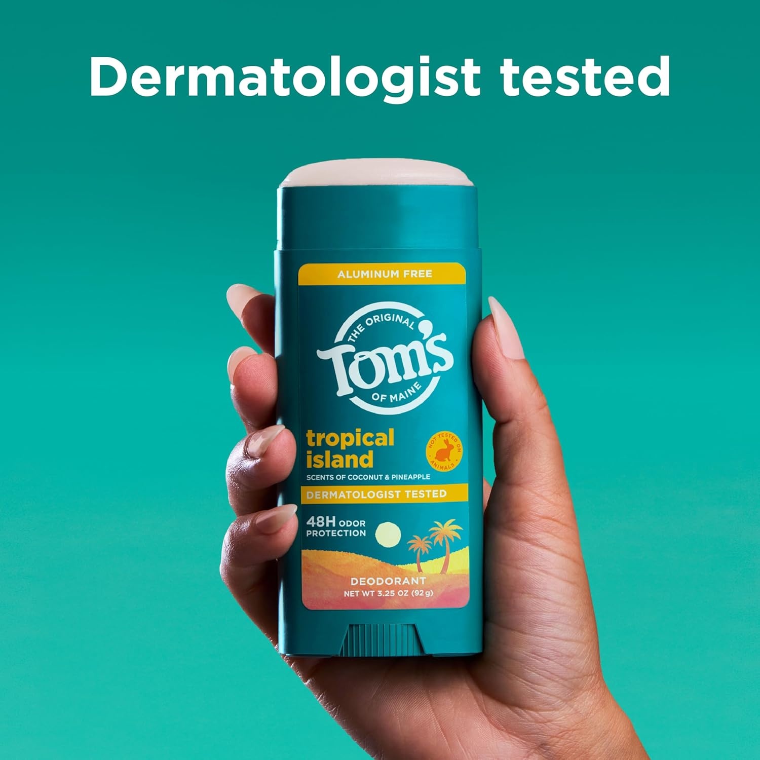 imageToms of Maine Mountain Spring Natural Deodorant for Men and Women Aluminum Free No Artificial Fragrances Dyes or Preservatives Baking Soda Free 48Hour Odor Protection 325 ozTropical Island