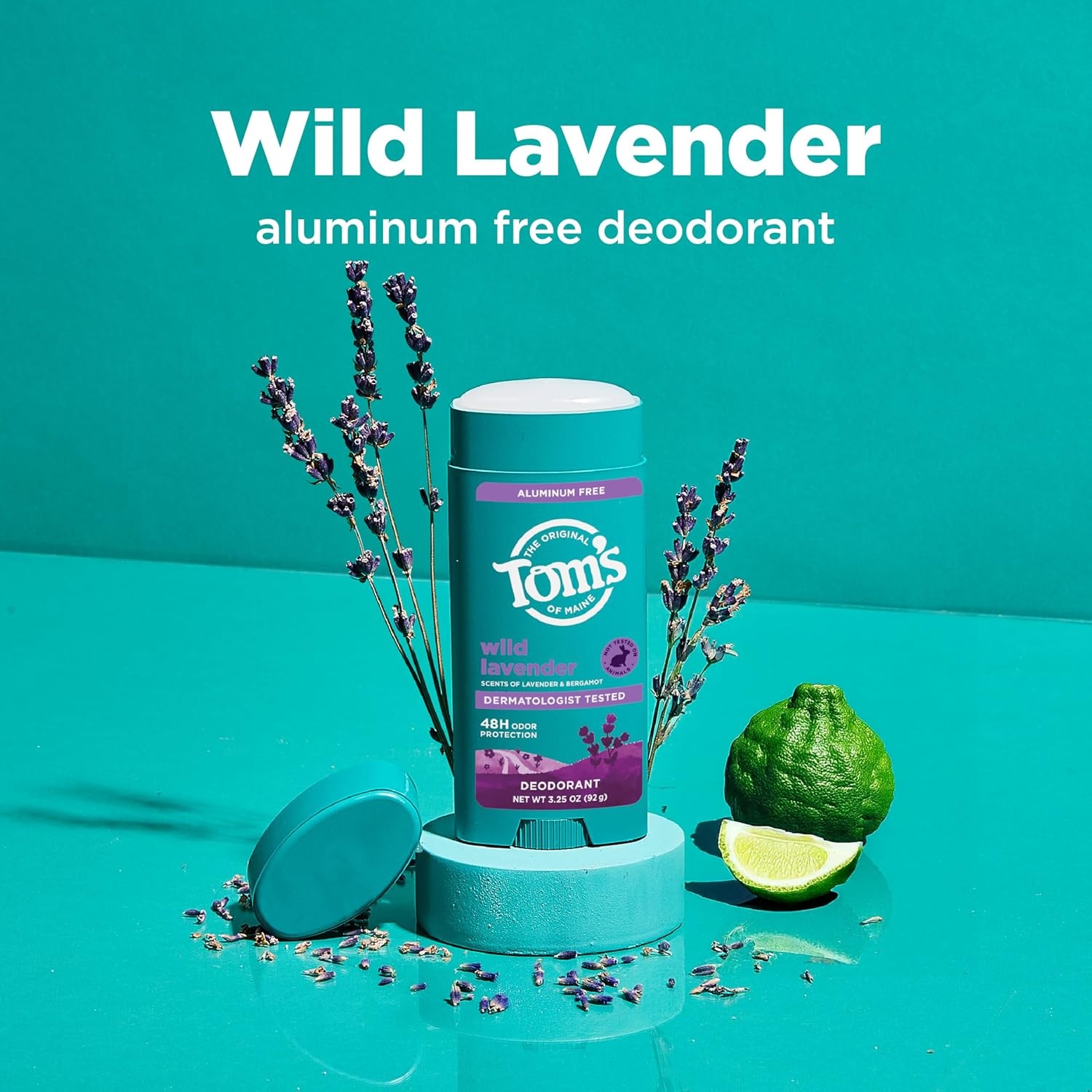 imageToms of Maine Mountain Spring Natural Deodorant for Men and Women Aluminum Free No Artificial Fragrances Dyes or Preservatives Baking Soda Free 48Hour Odor Protection 325 ozWild Lavender