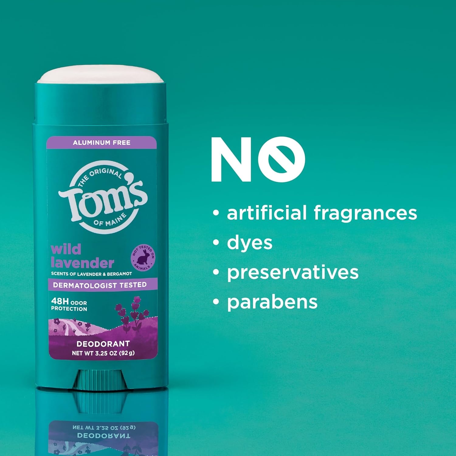 imageToms of Maine Mountain Spring Natural Deodorant for Men and Women Aluminum Free No Artificial Fragrances Dyes or Preservatives Baking Soda Free 48Hour Odor Protection 325 ozWild Lavender