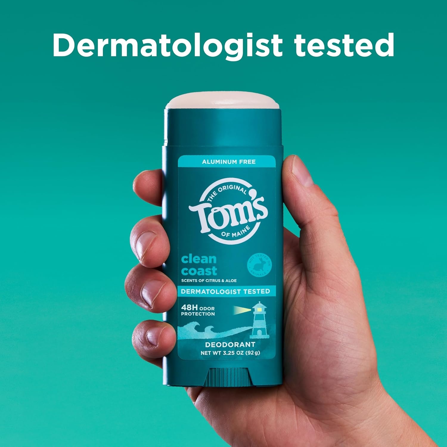 imageToms of Maine Mountain Spring Natural Deodorant for Men and Women Aluminum Free No Artificial Fragrances Dyes or Preservatives Baking Soda Free 48Hour Odor Protection 325 ozClean Coast