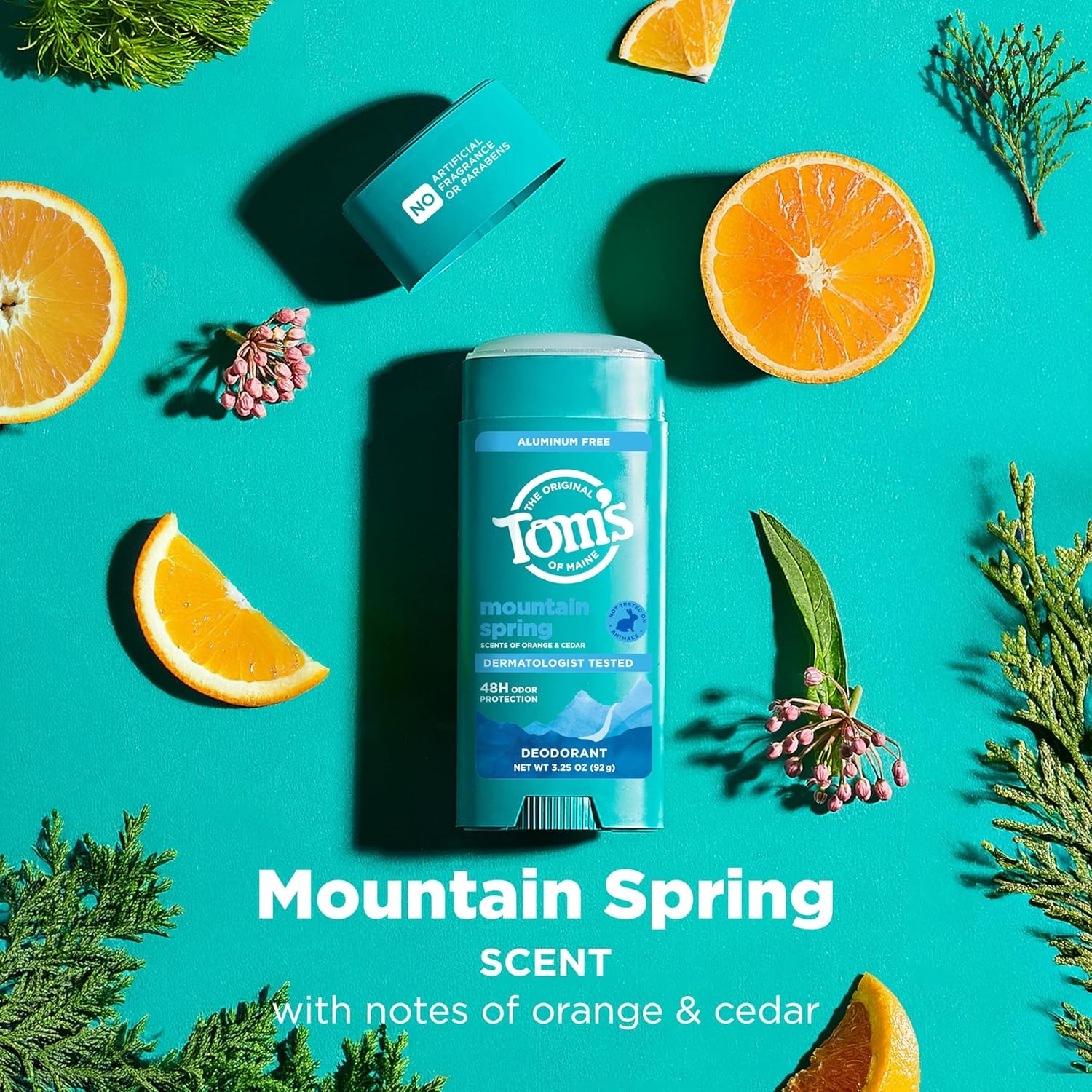 imageToms of Maine Mountain Spring Natural Deodorant for Men and Women Aluminum Free No Artificial Fragrances Dyes or Preservatives Baking Soda Free 48Hour Odor Protection 325 ozMountain Spring
