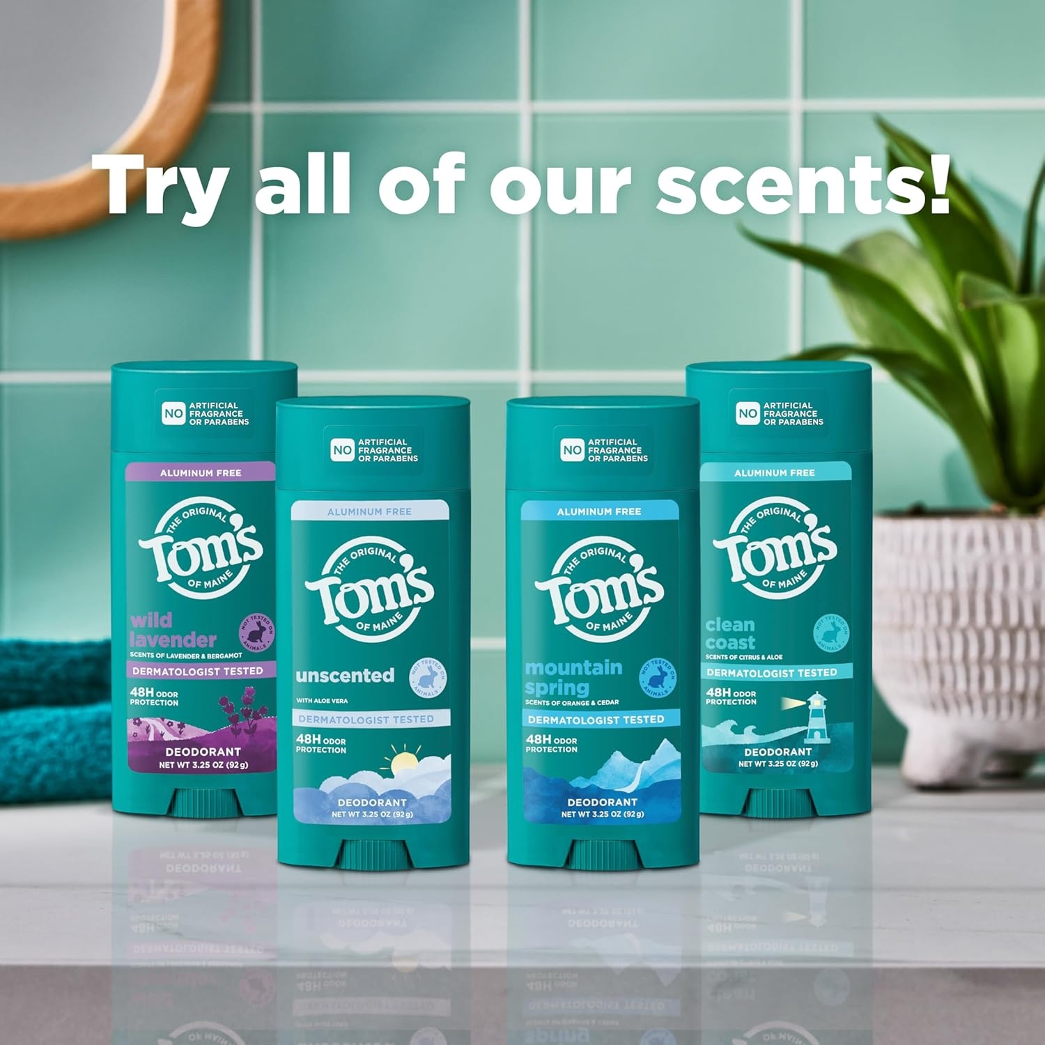 imageToms of Maine Mountain Spring Natural Deodorant for Men and Women Aluminum Free No Artificial Fragrances Dyes or Preservatives Baking Soda Free 48Hour Odor Protection 325 ozTropical Island