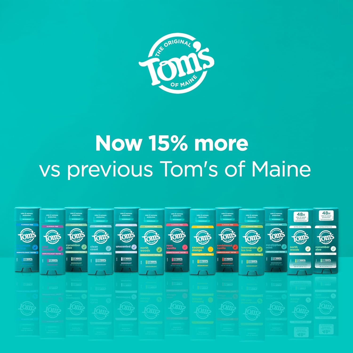 imageToms of Maine Mountain Spring Natural Deodorant for Men and Women Aluminum Free No Artificial Fragrances Dyes or Preservatives Baking Soda Free 48Hour Odor Protection 325 ozClean Coast