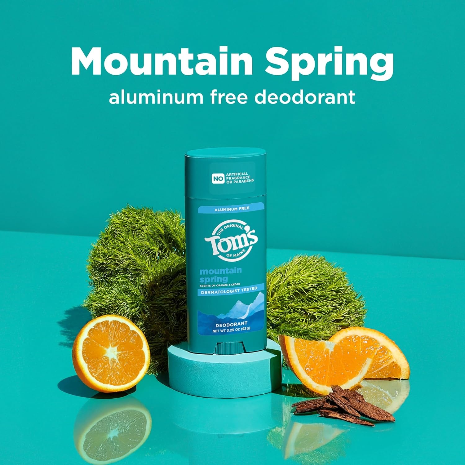 imageToms of Maine Mountain Spring Natural Deodorant for Men and Women Aluminum Free No Artificial Fragrances Dyes or Preservatives Baking Soda Free 48Hour Odor Protection 325 ozMountain Spring