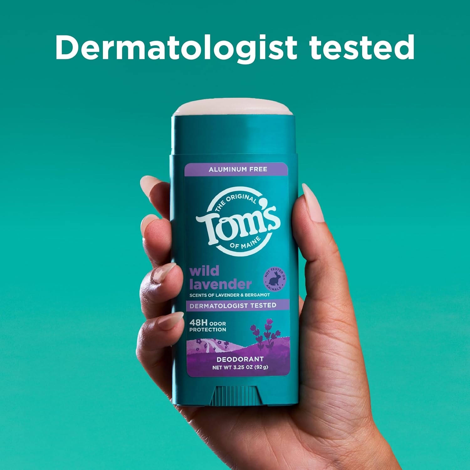 imageToms of Maine Mountain Spring Natural Deodorant for Men and Women Aluminum Free No Artificial Fragrances Dyes or Preservatives Baking Soda Free 48Hour Odor Protection 325 ozWild Lavender