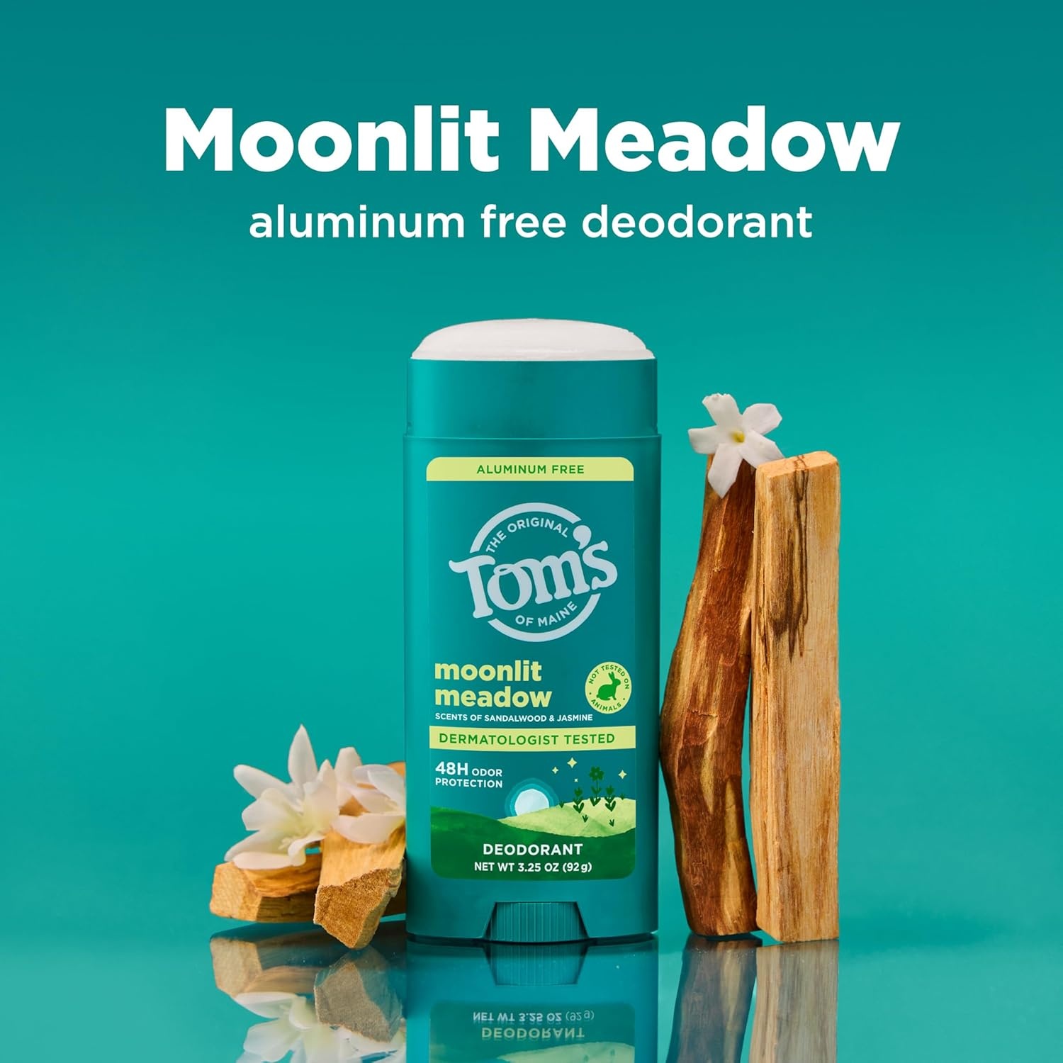 imageToms of Maine Mountain Spring Natural Deodorant for Men and Women Aluminum Free No Artificial Fragrances Dyes or Preservatives Baking Soda Free 48Hour Odor Protection 325 ozMoonlight Meadow
