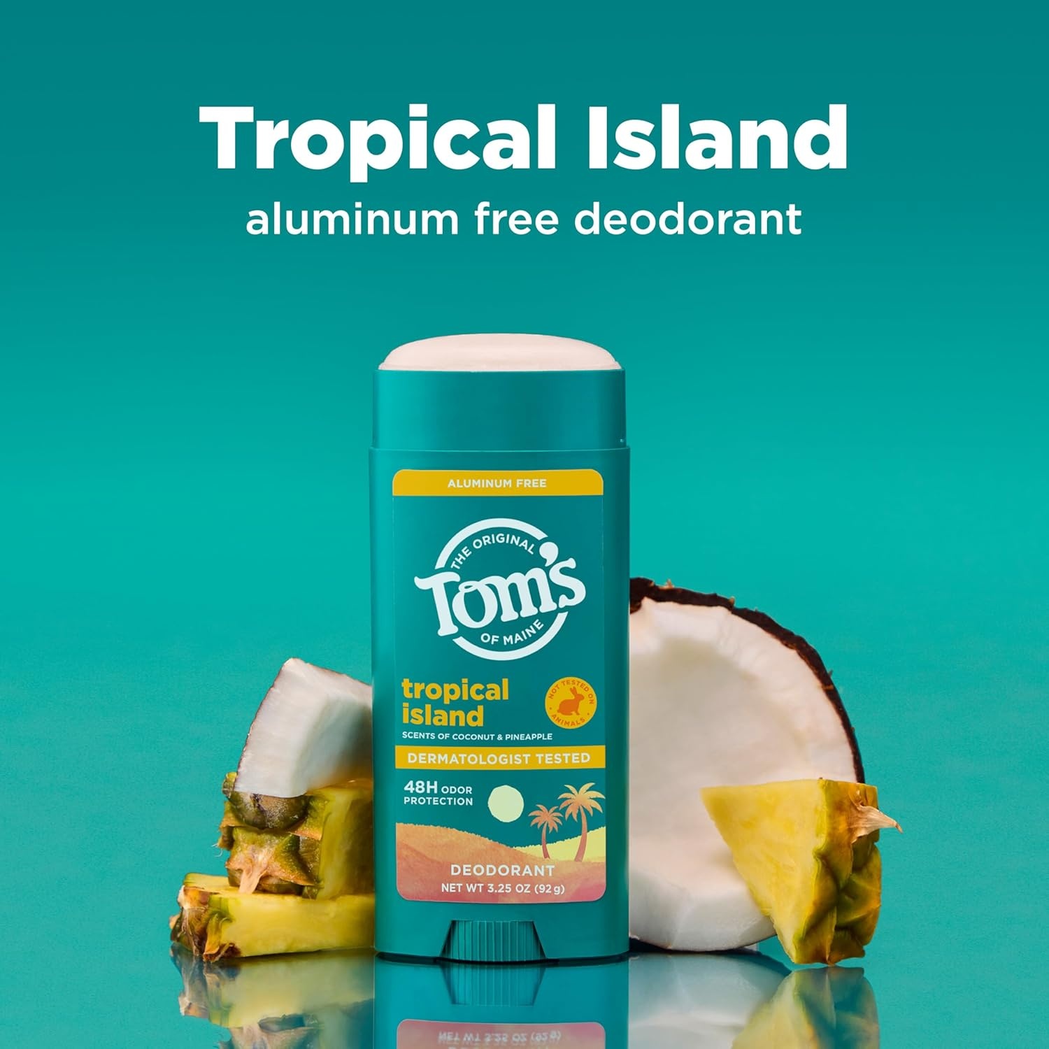 imageToms of Maine Mountain Spring Natural Deodorant for Men and Women Aluminum Free No Artificial Fragrances Dyes or Preservatives Baking Soda Free 48Hour Odor Protection 325 ozTropical Island