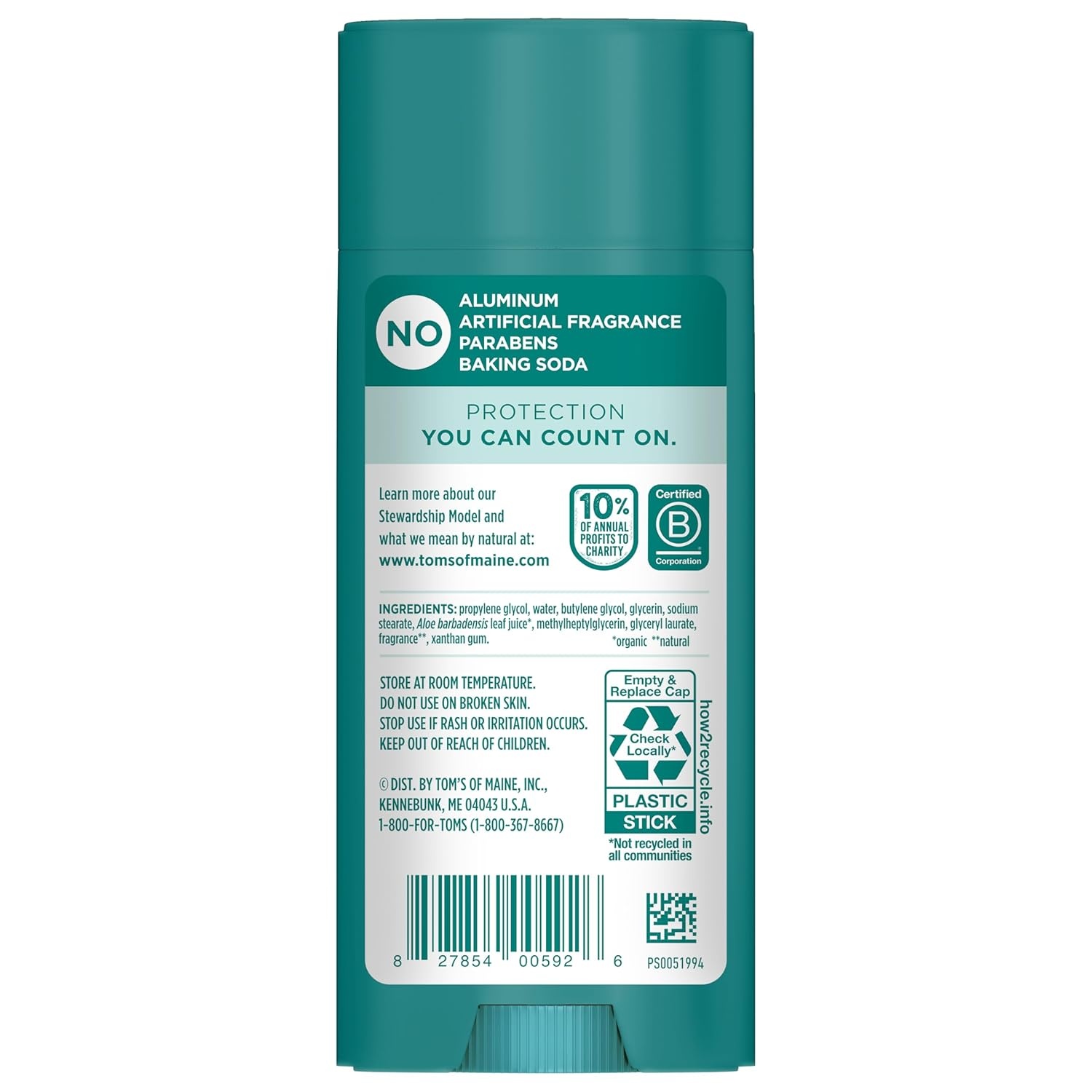 imageToms of Maine Mountain Spring Natural Deodorant for Men and Women Aluminum Free No Artificial Fragrances Dyes or Preservatives Baking Soda Free 48Hour Odor Protection 325 ozClean Coast