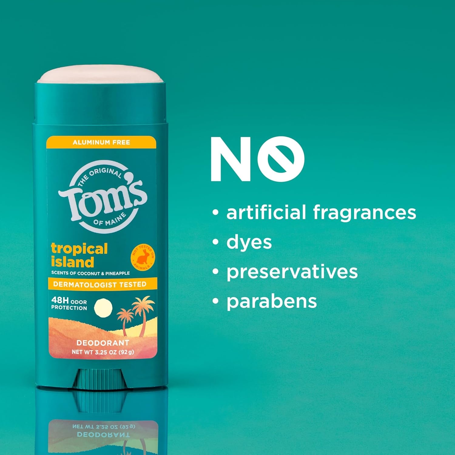 imageToms of Maine Mountain Spring Natural Deodorant for Men and Women Aluminum Free No Artificial Fragrances Dyes or Preservatives Baking Soda Free 48Hour Odor Protection 325 ozTropical Island