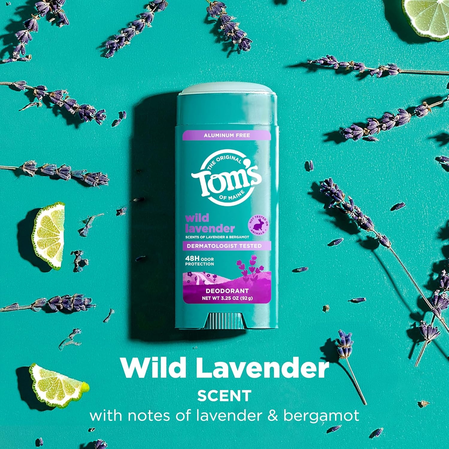 imageToms of Maine Mountain Spring Natural Deodorant for Men and Women Aluminum Free No Artificial Fragrances Dyes or Preservatives Baking Soda Free 48Hour Odor Protection 325 ozWild Lavender