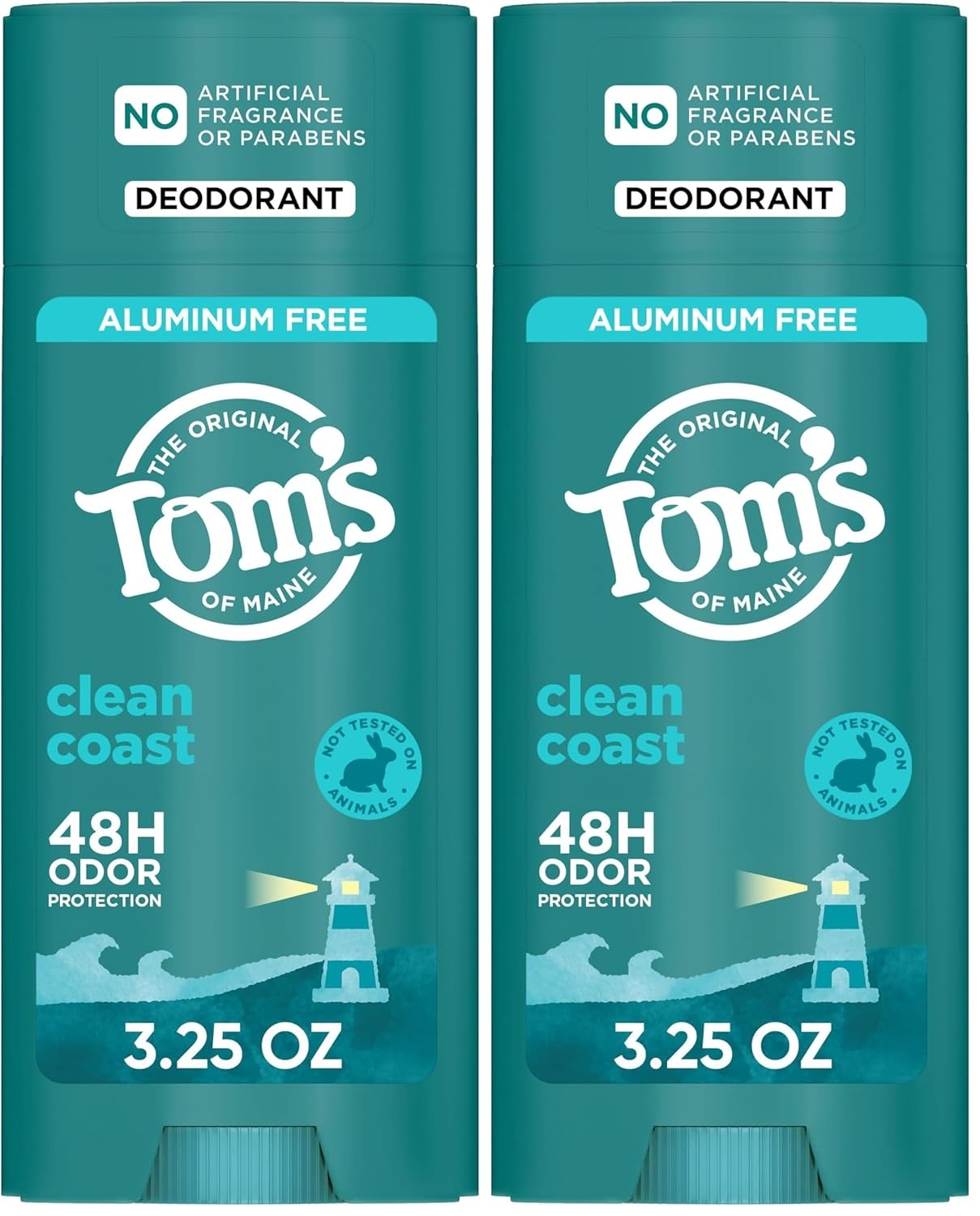 imageToms of Maine Mountain Spring Natural Deodorant for Men and Women Aluminum Free No Artificial Fragrances Dyes or Preservatives Baking Soda Free 48Hour Odor Protection 325 ozClean Coast