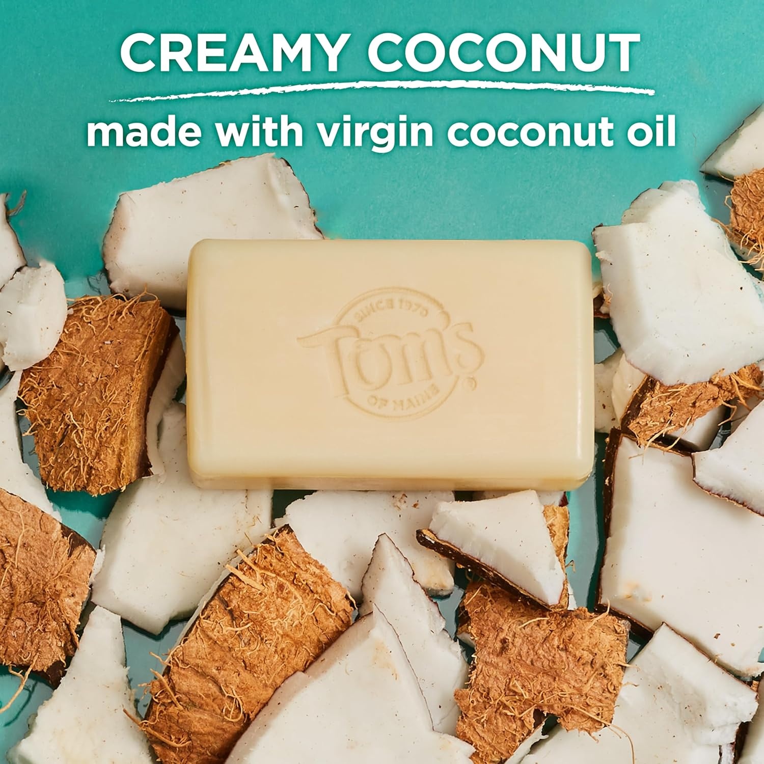 imageToms of Maine Natural Bar Soap Variety Pack Lavender amp Shea Creamy Coconut Orange Blossom Lemon Bergamot Dermatologically Tested Paraben Free Vegan 4 CountCoconut