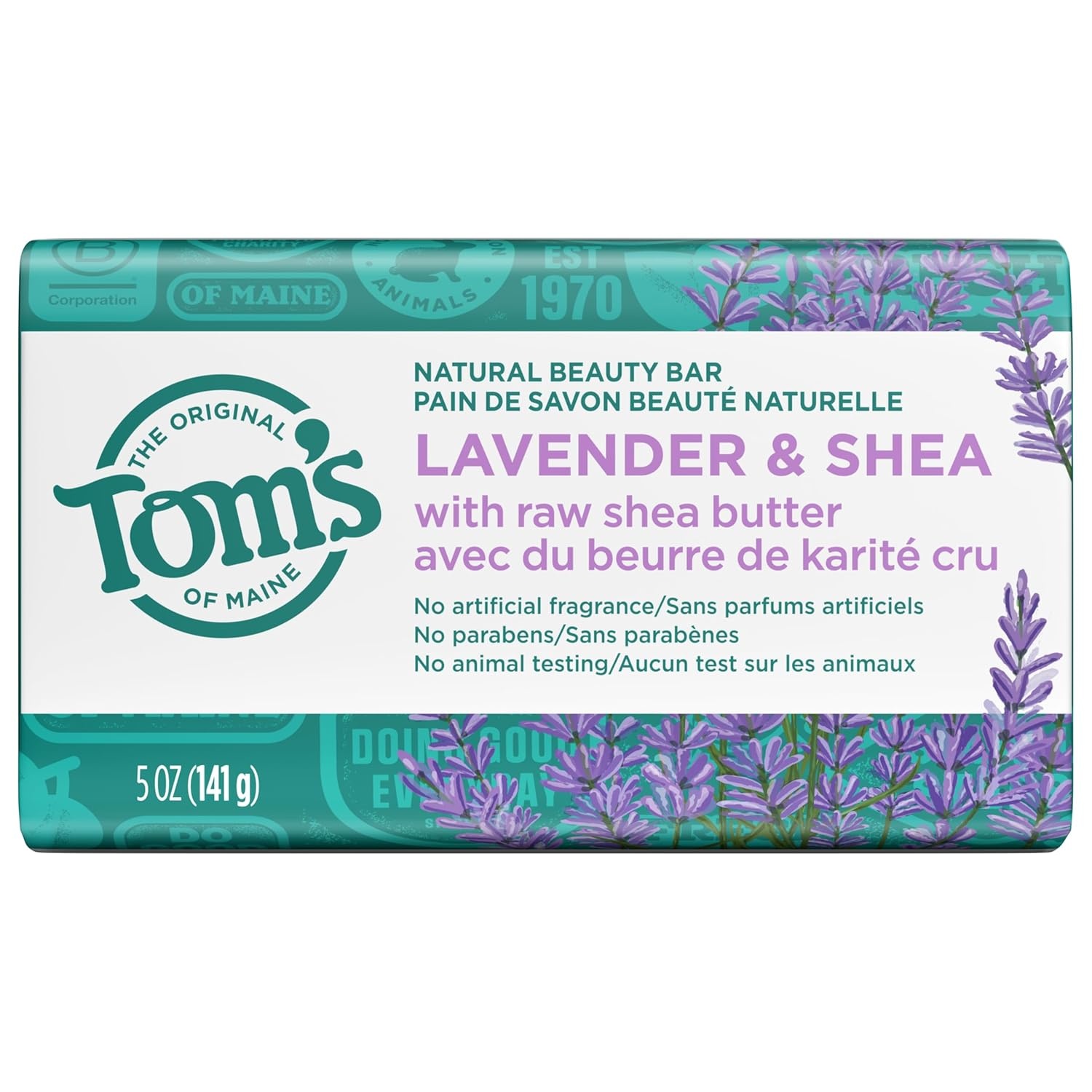 imageToms of Maine Natural Bar Soap Variety Pack Lavender amp Shea Creamy Coconut Orange Blossom Lemon Bergamot Dermatologically Tested Paraben Free Vegan 4 CountLavender